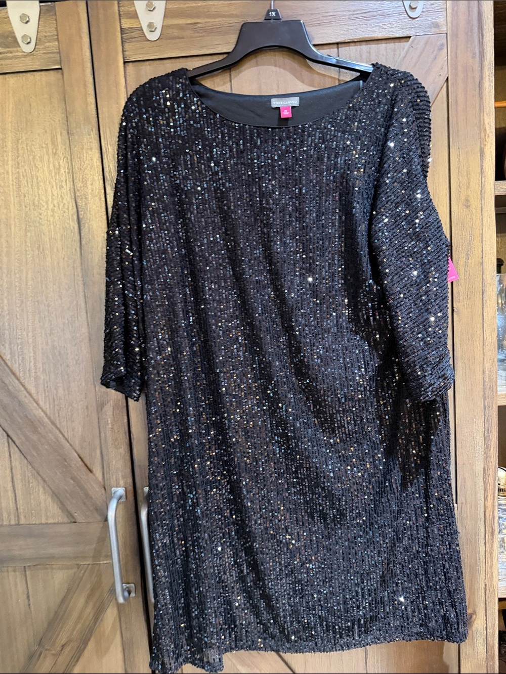 Vince Camuto Black Sequin Mini Shift Dress